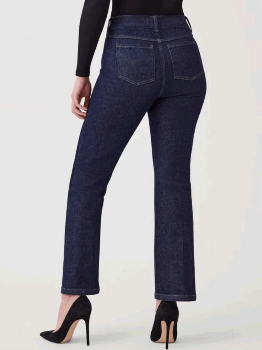 Spanx EveryWear Kick Flare Ankle Jeans XL Petite  Raw Indigo Denim